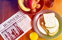 Breakfast Morning Bread Fruits Newspaper
