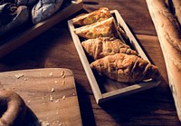Variety of Fresh Baked Bakery on Wooden Table