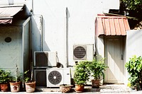 Home exterior fan conditioner equipment backyard
