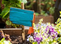 Freshness flower garden crate with wooden banner
