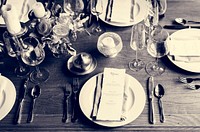 Elegant Restaurant Table Setting Service for Reception with Menu