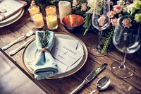 Elegant Restaurant Table Setting Service for Reception with Rese