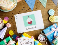 Birthday Celebration with Cake Presents Wishing Card