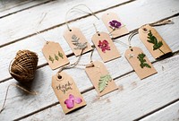 Dried Flowers Leaves on Paper Tag Decorative