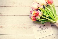 Tulips Bouquet with Happy Mother Day Wishing Card