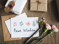 Best Wish Card with Gift Box Background