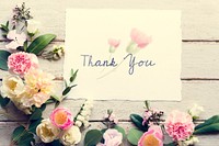 Flowers withThank You Wishing Card