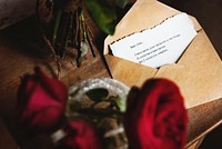 Letter Envelope Note Message with Roses Flower
