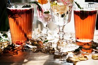 Summer cocktails with decorative flower petals