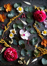 Rustic decorative flowers and leaves