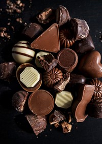 Closeup of variety chocolates collection