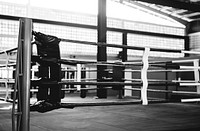 Boxing ring in a gym