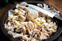 Closeup of fresh garlic cloves