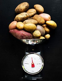 Potato on a weighing scale