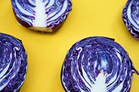 Purple cabbage on yellow background