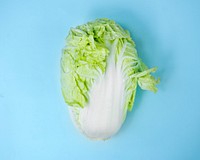 Aerial of chinese cabbage on blue background