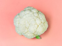 Aerial of single cauliflower on the background