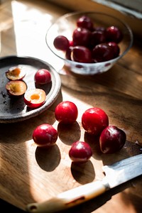 Fresh cherry on wooden table