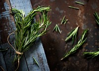 Rosemary herb on a wooden floor