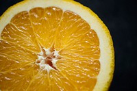Fresh orange slice macro shot