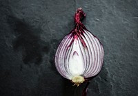 Closeup of fresh cut red onion