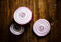 Closeup of fresh cut red onion