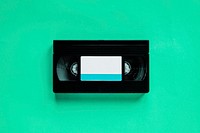 Flat lay of retro video tape
