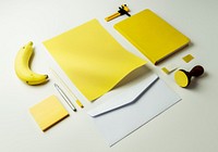 Yellow stationery with banana