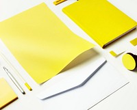 Closeup of yellow paper stationery