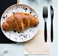 Aerial view of croissant pastry