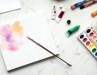 Painting color objects on a marble table
