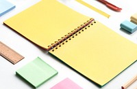 Blank notebook and other objects