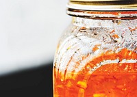 Closeup of marmalade in glass jar