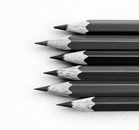 Closeup of pencil group stationery grayscale