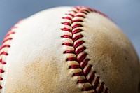 Closeup of brown baseball ball sport equipment