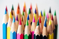 Closeup of colorful color pencil stationery