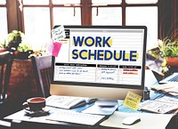 Closeup of computer screen desktop showing work schedule