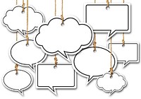 Speech Bubbles Hanging on White background