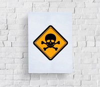 Poison Danger Sign Attention Banner Put in Concrete Wall