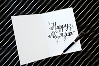 Happy new year black and white card
