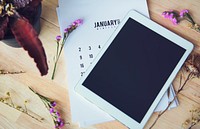 Tablet Digital Technology Floral Flatlay