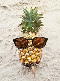 Pineapple Wearing Sunglasses Beach Summer Concept