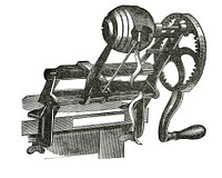 Vintage illustration of corer, mayfarth's apple parer, slicer digitally enhanced from our own vintage edition of The Fruit Grower's Guide (1891) by John Wright.