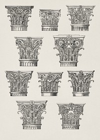 Top of column. Digitally enhanced from our own 19th Century Grammar of Ornament by Owen Jones. 