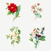 Flower sticker design resource set 