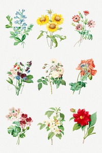 Flower sticker design resource set 