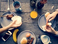 Breakfast Eating Meal Flat Lay Concept