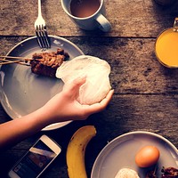 Breakfast Eating Meal Flat Lay Concept