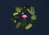 Flamingo Nature Papercraft Leaves Plants