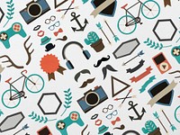 Hipster lifestyle icons paper craft collection